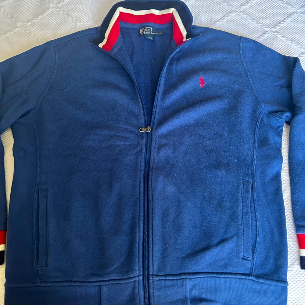 Polo by Ralph Lauren Blue Zip-Up Jacket with Red Logo